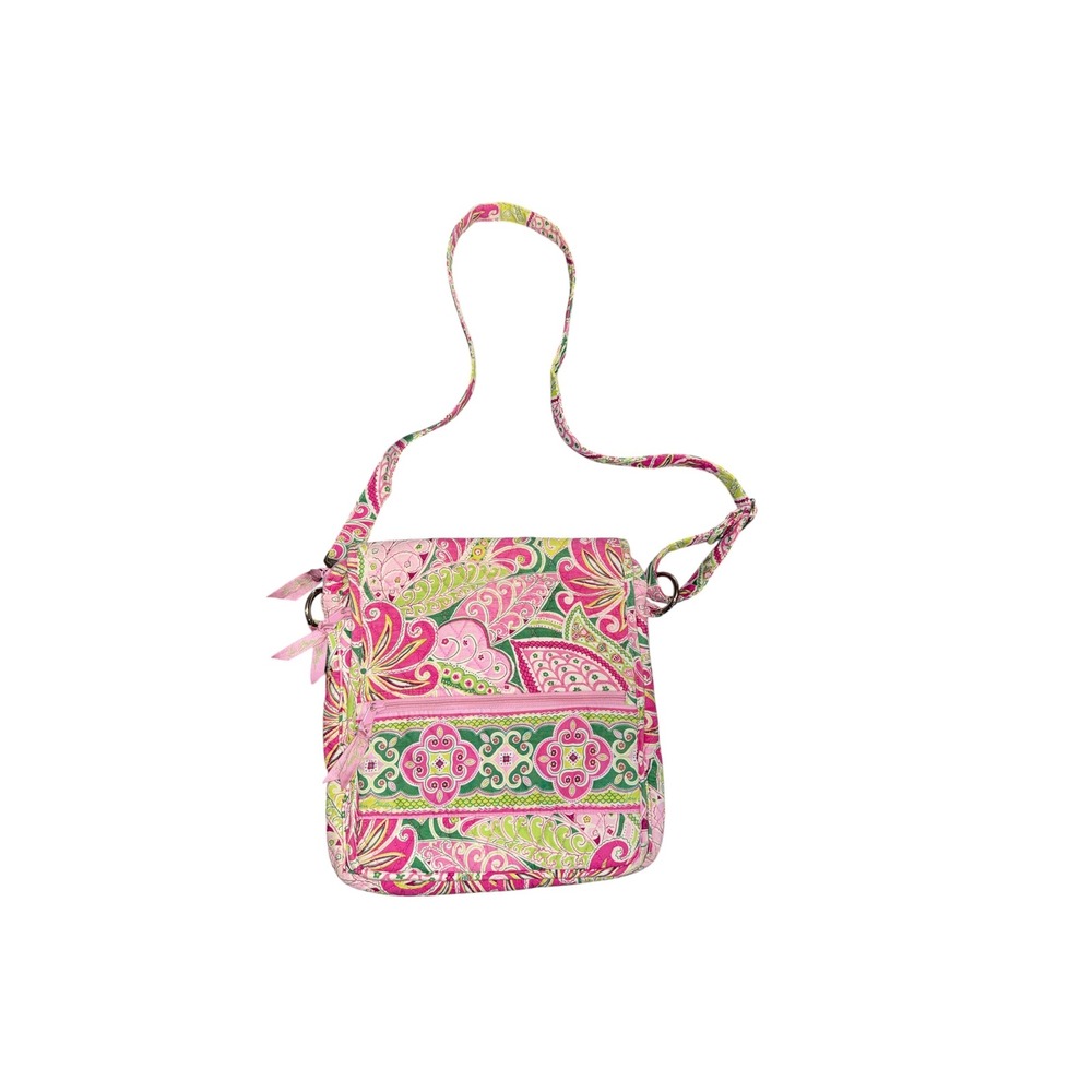 Vera Bradley Pinwheel Pink Paisley‎ Quilted Cotton Crossbody Messenger Bag